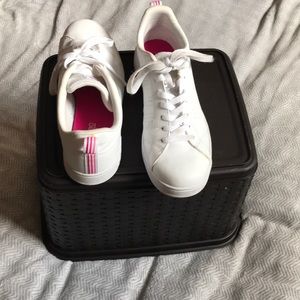 White and pink adidas sneakers